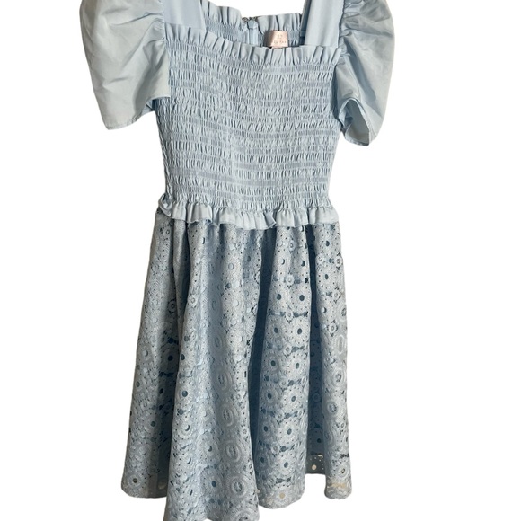 Rachel Parcell Blue Eyelet Puff Sleeve Dress XXS - Picture 2 of 4